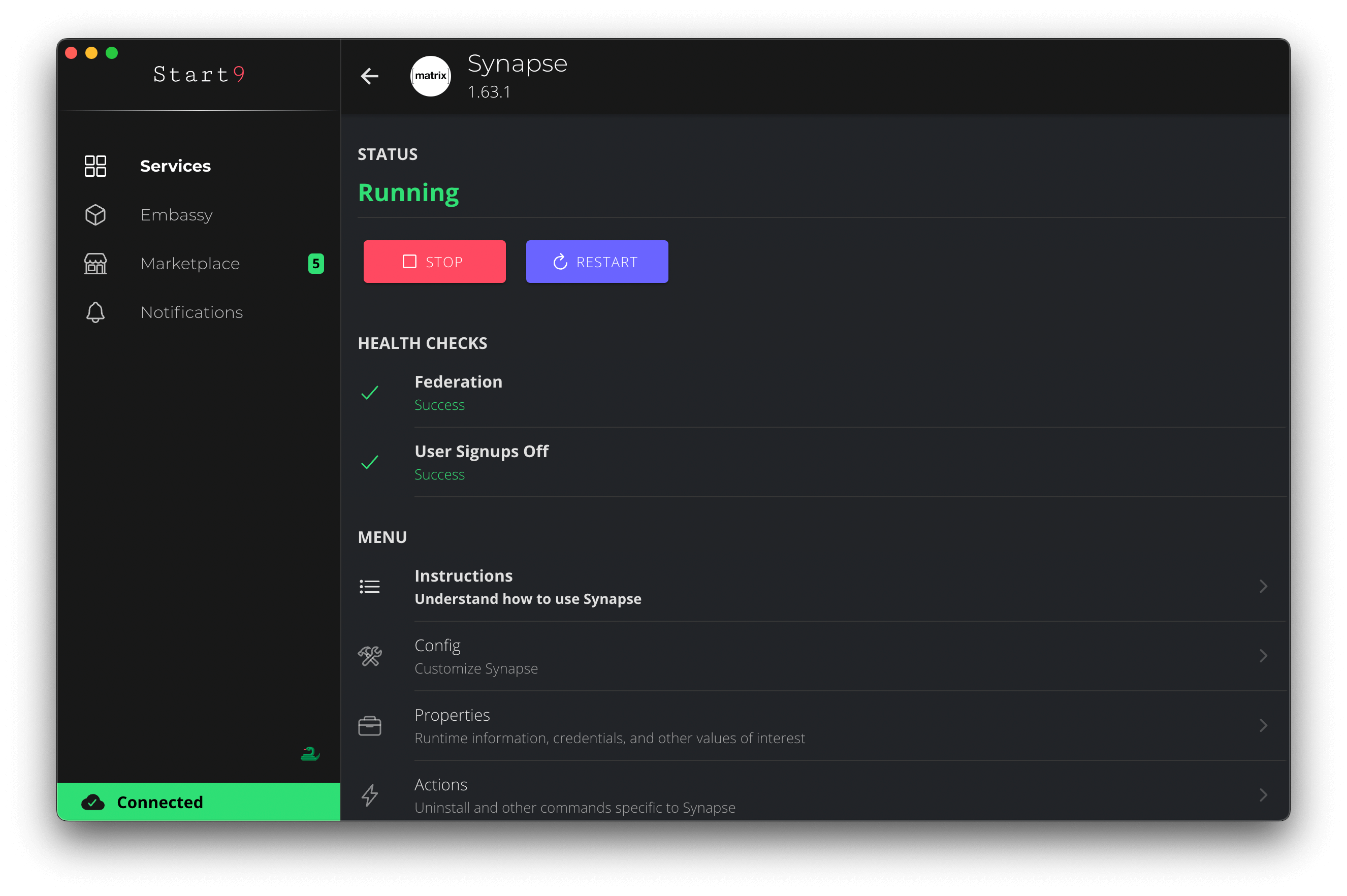 StartOS Synapse Health Checks